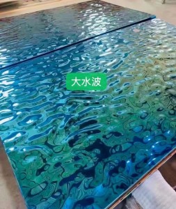 PVD Color Stamped Finish blue mirror water ripple stainless steel sheet