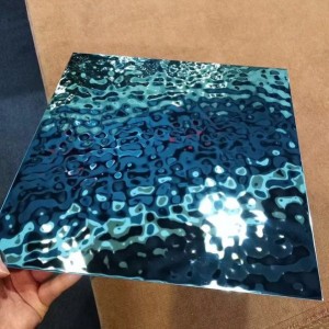 PVD Color Stamped Finish blue mirror water ripple stainless steel sheet